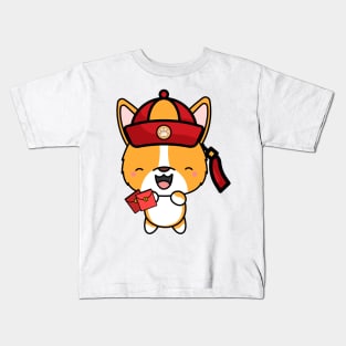 Cute corgi ready for lunar new year Kids T-Shirt